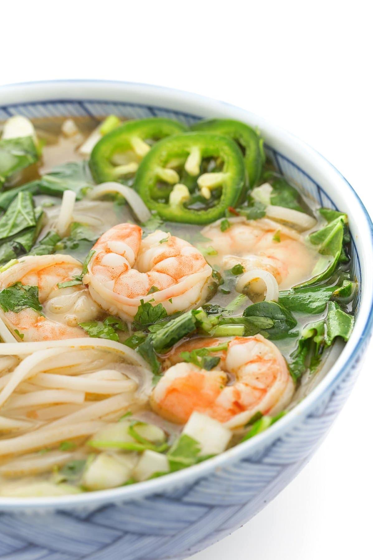  A bowl of heaven: spicy pork and shrimp pho ramen.