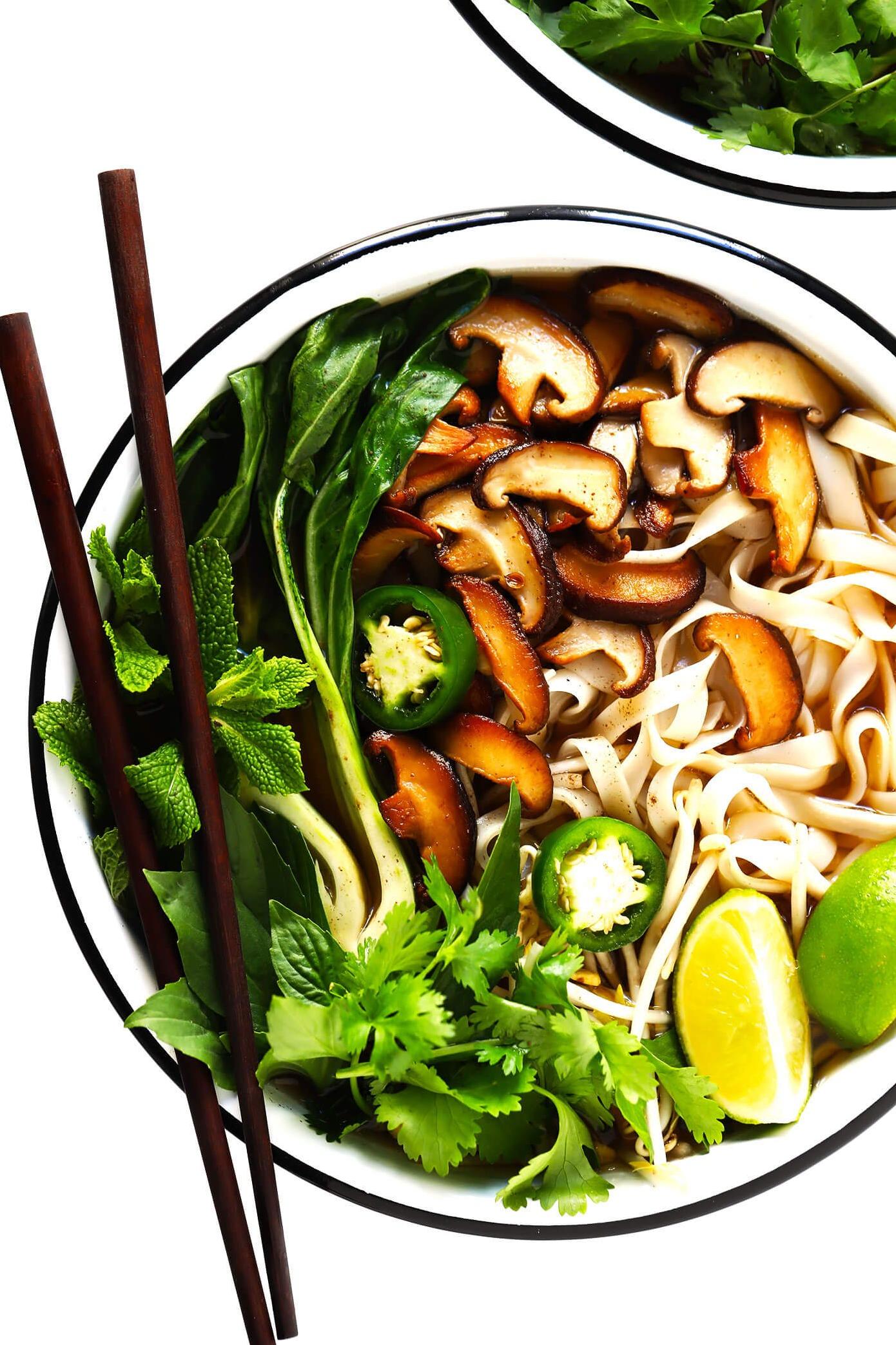  A piping hot bowl of vegetarian pho to warm your soul on a chilly day