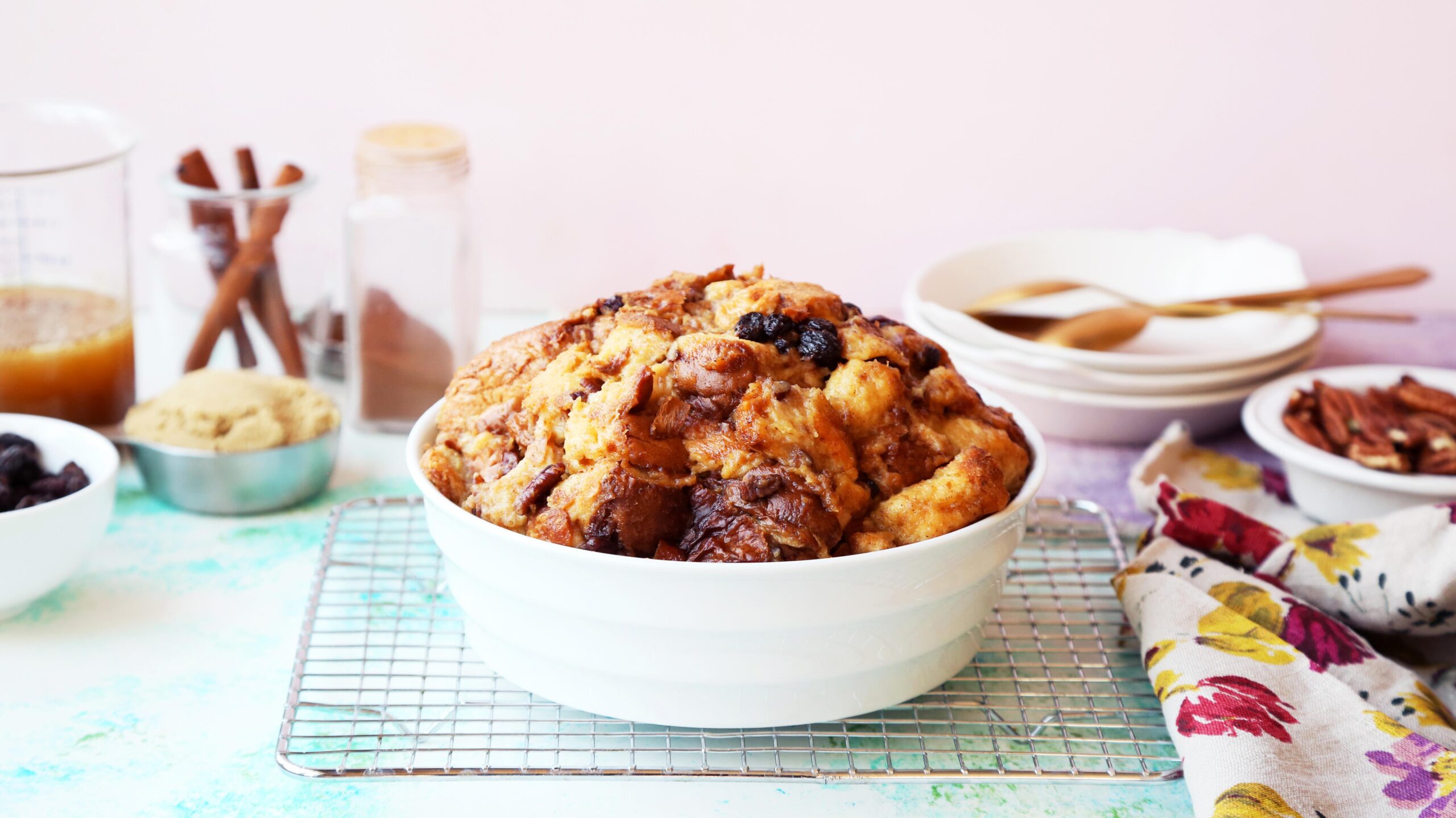  A slice of warm and custardy Instant Pot bread pudding.