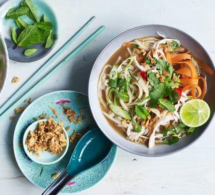  A steaming bowl of Vietnamese chicken noodle soup to warm up your soul.