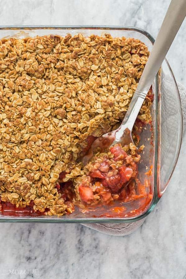  A sweet and tangy summer treat in just minutes with Instant Pot Strawberry Rhubarb Crisp.
