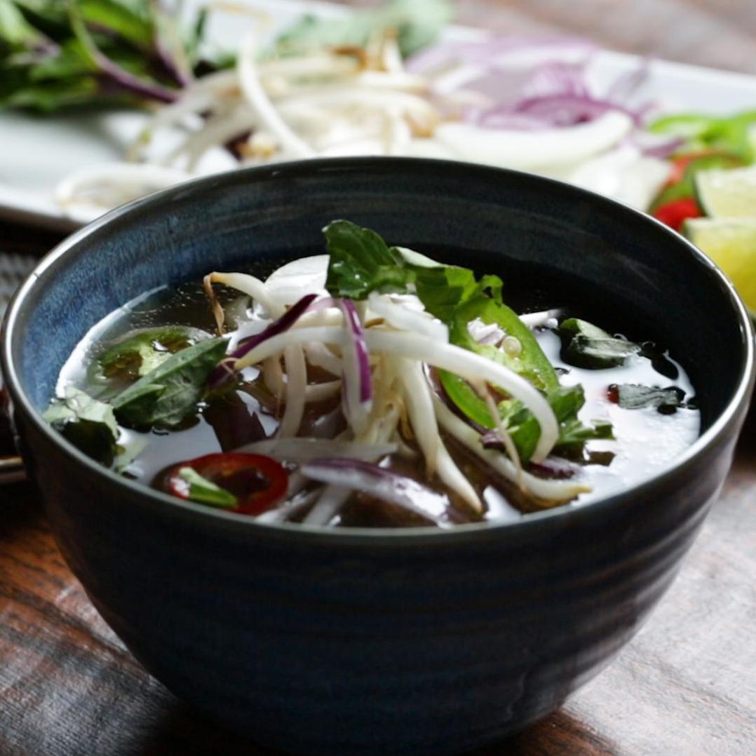  Customize your pho to your taste buds' delight with a variety of toppings.