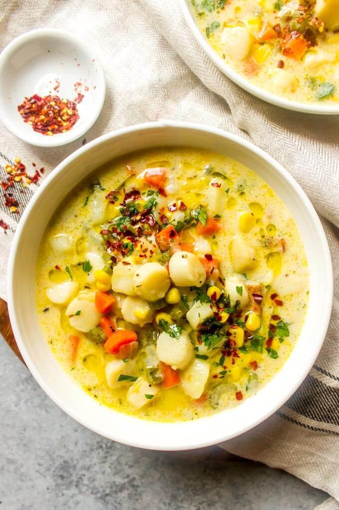  Dive into a bowl of savory comfort with this instant pot scallop chowder.