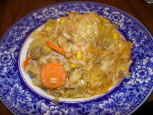 Ground Beef, Rice and Cabbage Hot Pot
