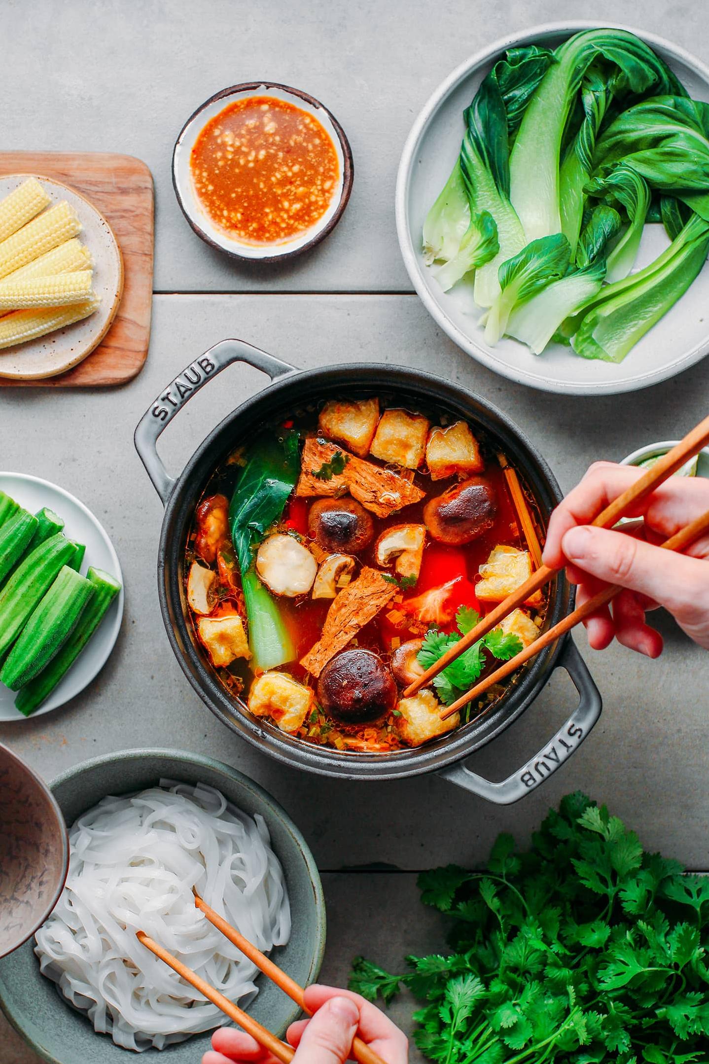  Let the veggies do the talking in this colorful and hearty hot pot