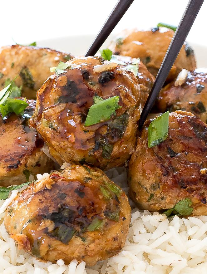  Mixing in ginger and lime zest gives these meatballs a fresh and zesty kick.