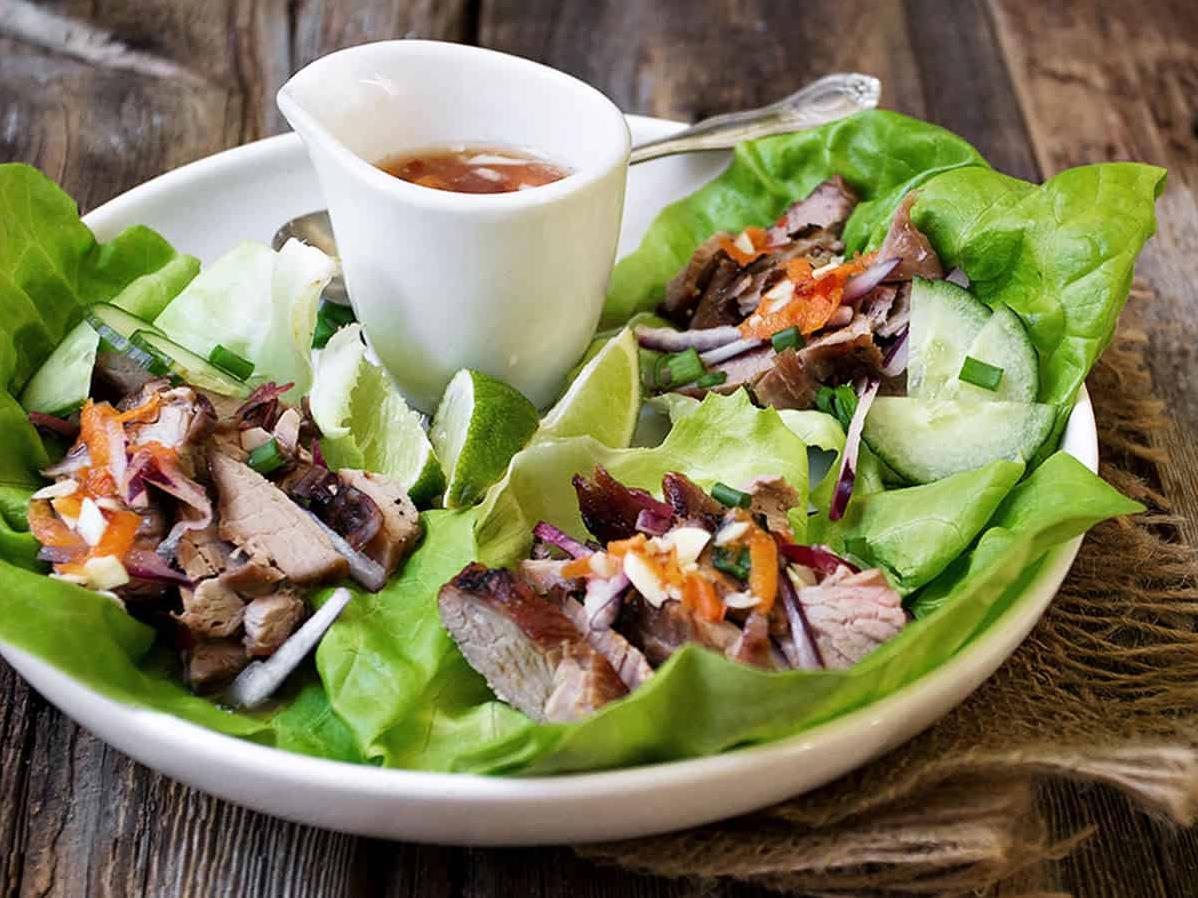  Need a quick but tasty lunch option? Grab some lettuce and grilled pork and make these delicious wraps in no time.