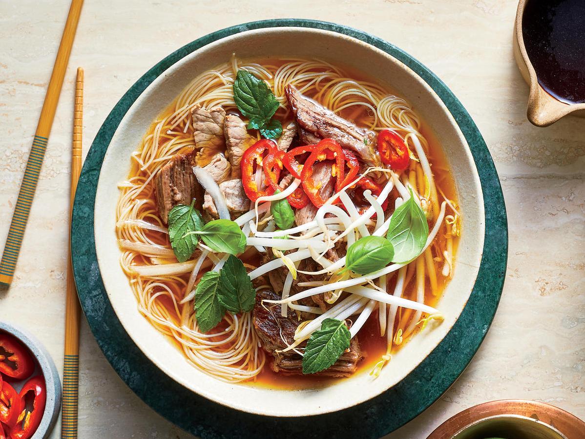  Noodles swimming in a rich and aromatic broth