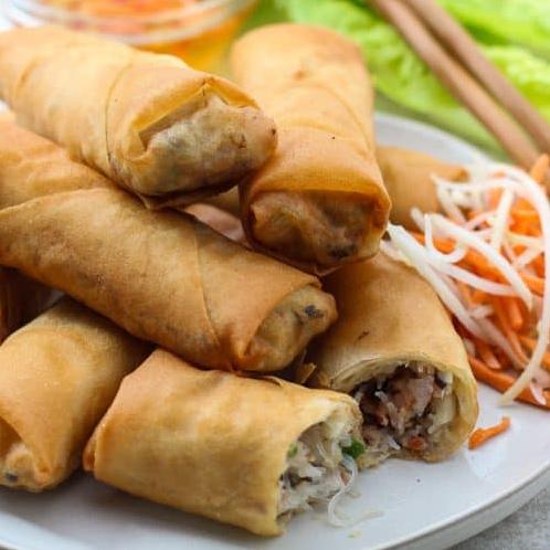  Say goodbye to boring appetizers and hello to a taste of Vietnam with these delicious egg rolls.