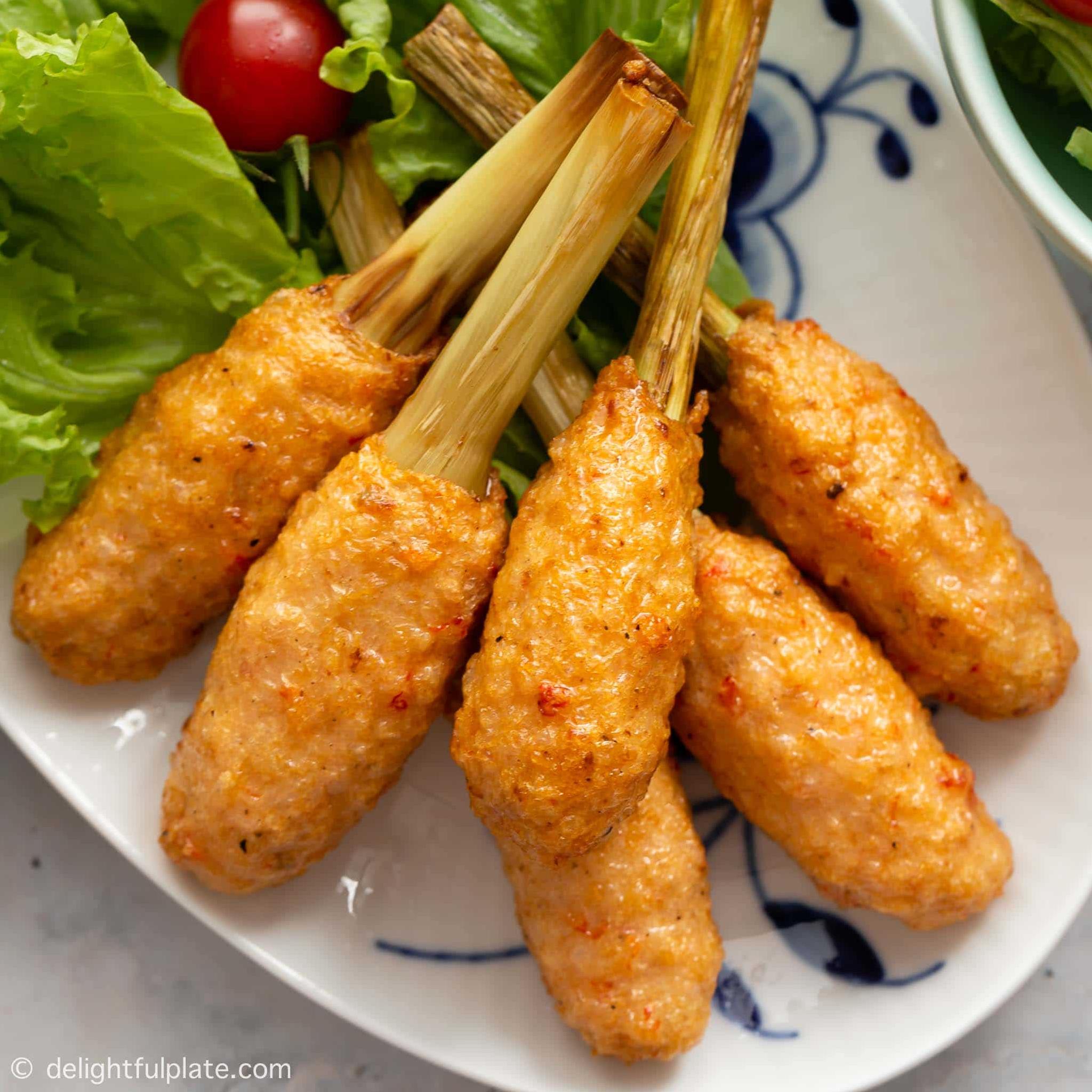  Shrimp mousse on sugar cane - a delightful Vietnamese dish that tantalizes your taste buds!