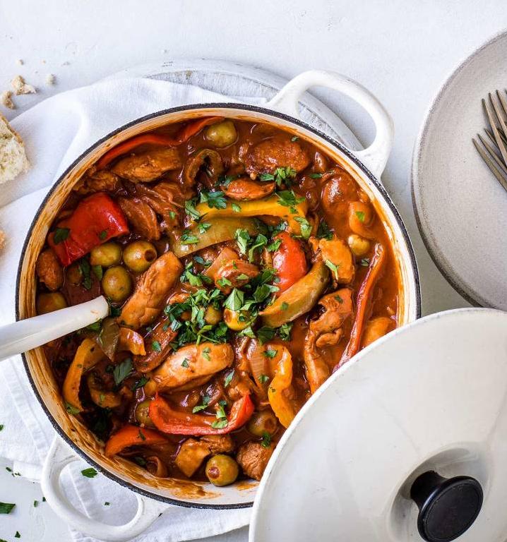  Sink your teeth into this spicy chicken chorizo hotpot.