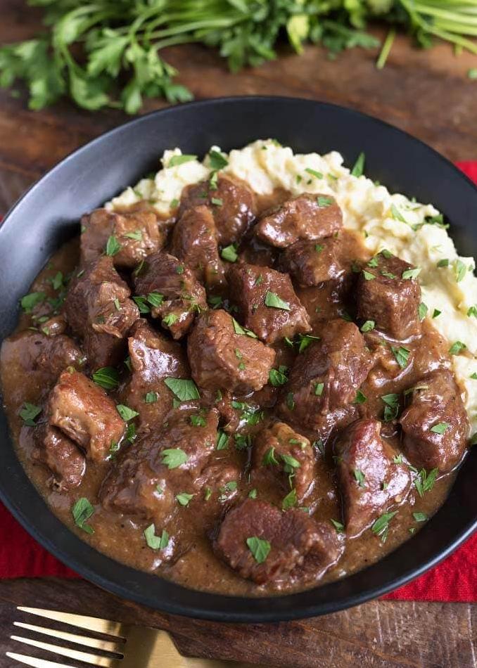  Tender beef tips in a savory gravy, ready in a snap with your Instant Pot!