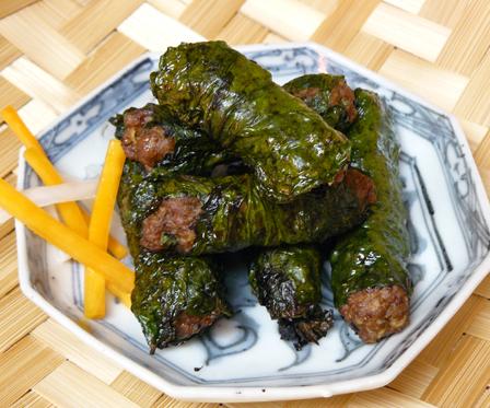  These bite-sized beef rolls in grape leaves are both beautiful and delicious.