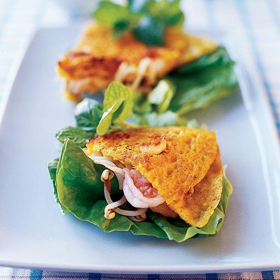  These crepes are a mouthwatering blend of savory pork and succulent shrimp.
