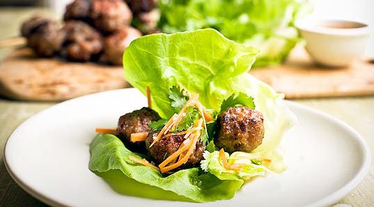  These pork meatballs may be small, but they are packed with bold Asian flavors.