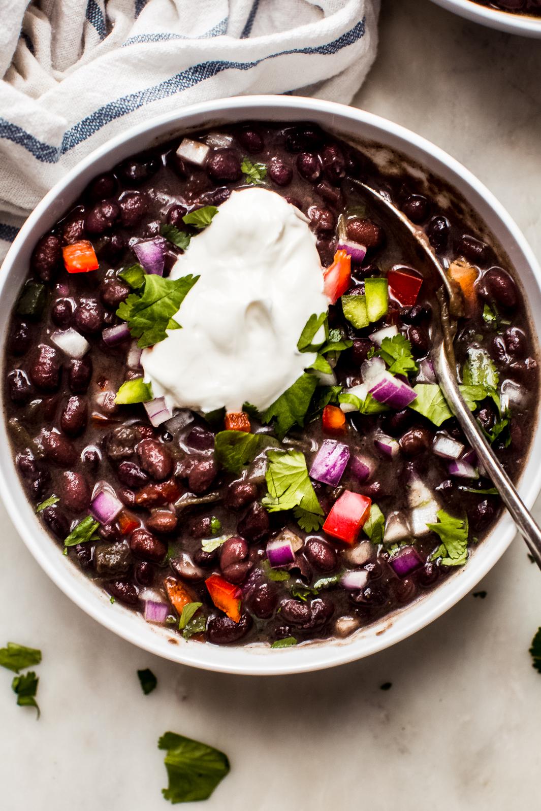  This Instant Pot Cuban Black Bean Soup will warm you up from the inside out.