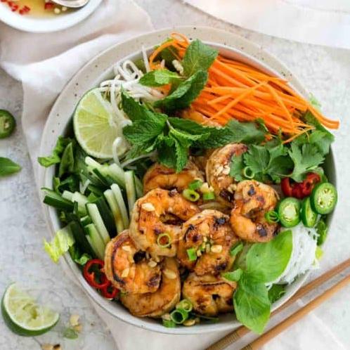 Vietnamese Noodle Salad With Lemongrass Shrimp