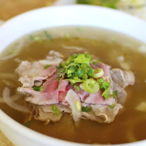 Vietnamese Rice Noodle Soup With Beef and Fresh Herbs (Pho)
