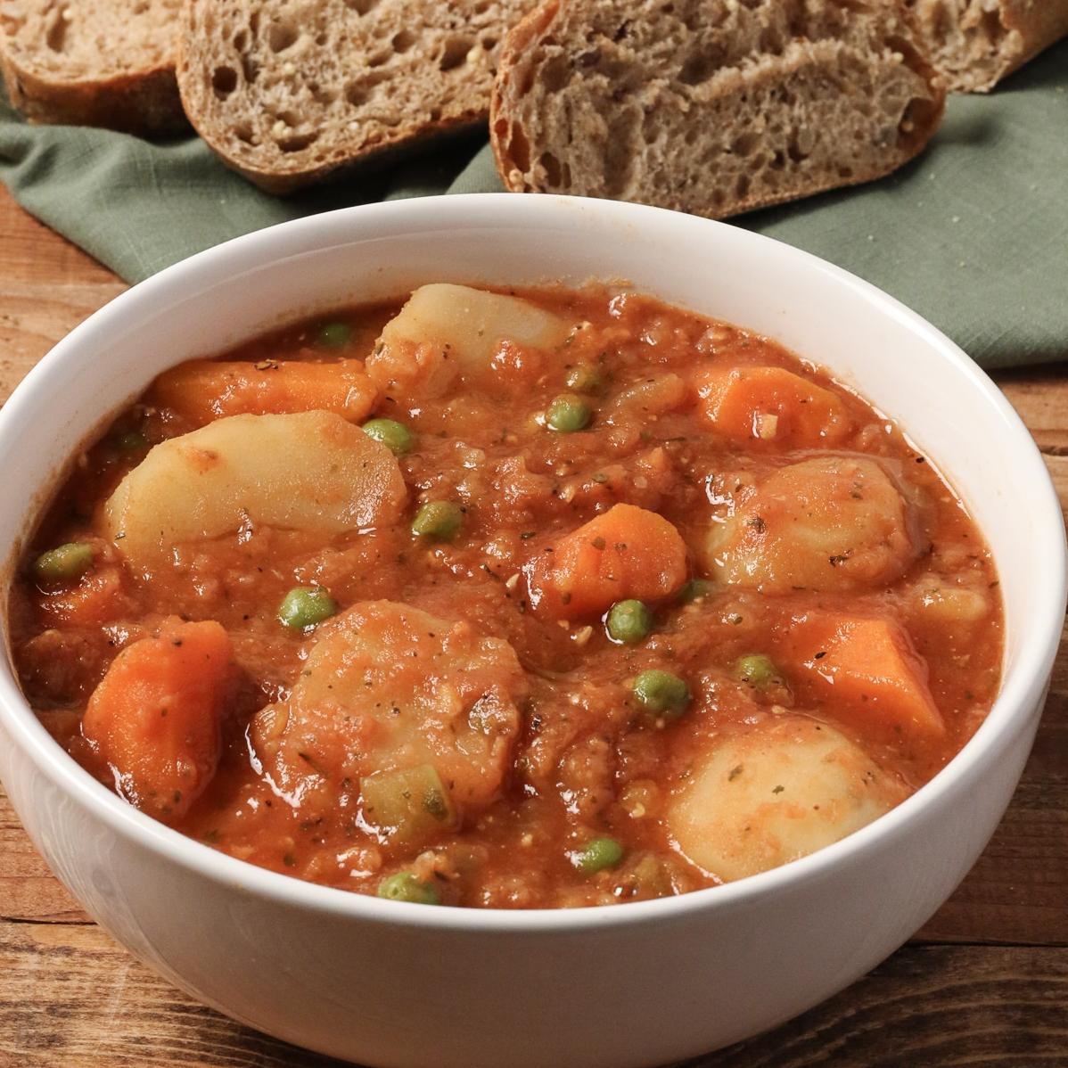  Warm up with this hearty, veggie-packed stew.