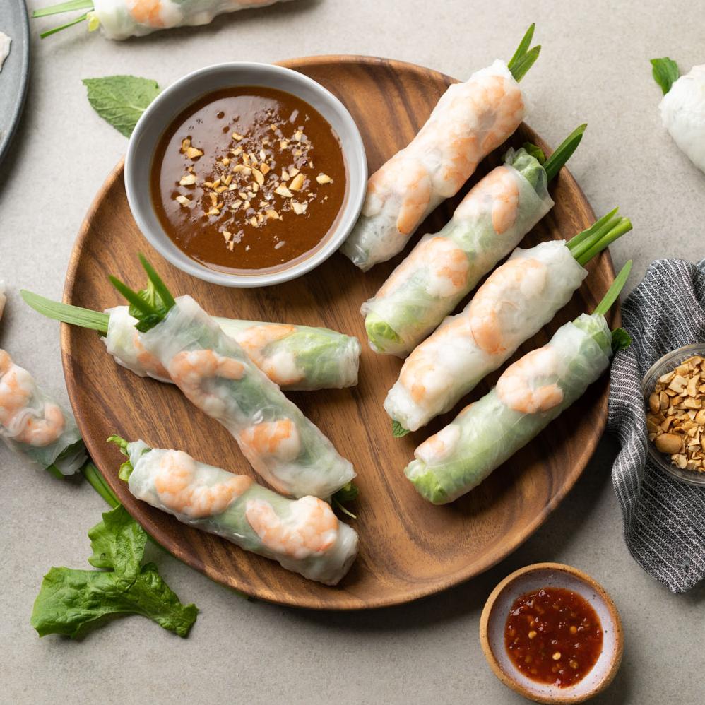  Who said spring rolls had to be filled with meat? These vegetarian rolls are filled to the brim with flavorful veggies.